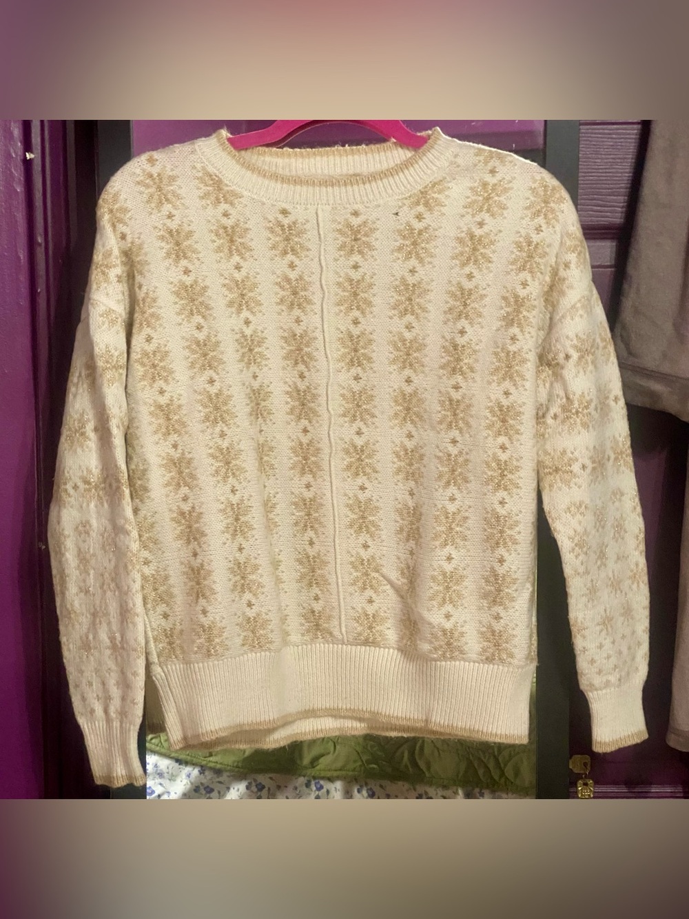 Workshop Republic Clothing Cream & Gold Fair Isle Crewneck Sweater